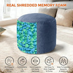 Pouf Ottoman Foot Rest, Comfortable & Soft, Round Footstool for Living Room, Bedroom, Office, Room Decoration, Corduroy Foot Stool Pouf with Odorless & Anti-Clump Filling, Large Navy