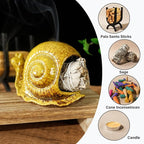 Handcrafted Yellow Ceramic Snail Palo Santo Holder - Mini Fireplace Incense Burner for Sage, Wood Sticks, Cones & Tealights - Unique Aromatic Smudge Bowl for Yoga and Meditation Gifts