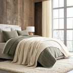 EVERGRACEHOME Chunky Chenille Knit Throw Blanket for Couch, Soft Luxurious Oversized Queen Moss Stitch Blanket for Bed, Large Cozy Farmhouse Knitted Throw for Sofa, Beige, 90" x 90"