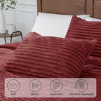 BEDELITE Fleece California King Comforter Set -Super Soft & Warm Fluffy Burgundy Bedding, Luxury Fuzzy Heavy Bed Set for Winter with 2 Pillow Cases