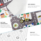 5x7ft Kids Town Road Play Rug - Car Playmat, Kids Rugs for Playroom Car Mat Town City Road Traffic Rugs, Extra Large Boys Kid Cars Track Play Rug (Style Five, 78.7X 59 INCH)