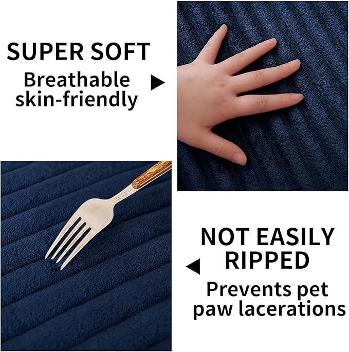 HAOMAIJIA Waterproof Couch Cover for Dogs Washable,Faux Fur Pet Couch Covers for Sofa,Soft Dog Bed Cover Non-Slip Couch Covers for 3 Cushion Couch Sofa Pet Friendly (Navy Blue, 35" x 82" 1 Pack)