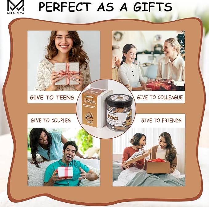 Positive Poo Jar – Funny Christmas Gag Gifts for Men, Teens, 60 Hilarious Affirmations, White Elephant Gift, Emotional Support Jar for Friends, Teens Boys,Teen Girl Trendy Stuff, Gifts for Coworkers