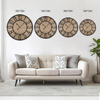Maxstar Large Wall Clock Silent Bronze Rustic Farmhouse Metal & Wood with Arabic Numeral, Battery Operated Wall Clocks Decorative for Living Room Bedroom Office Home Decor 24inch
