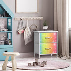 Sorbus Nightstand with 2 Drawers - Kids Bedside Furniture End Table Night Stand - Steel Frame, Wood Top & Easy Pull Fabric Bins - Dresser & Chest for Home, Bedroom Accessories, Office & College Dorm