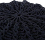 Christopher Knight Home Corisande Modern Knitted Cotton Round Pouf, Dark Blue