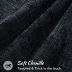 decorUhome Chenille Throw Pillow Covers 26x26 Set of 2, Thick Textured Slubby Neutral Decorative Pillow Covers with Elegant Design for Couch, Sofa, Living Room, Black