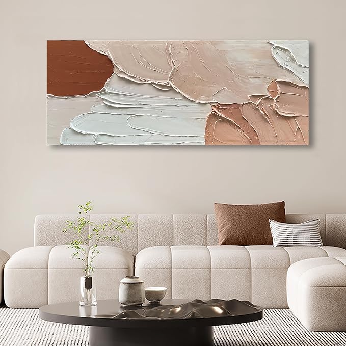 Art Minimalist Abstract Oil Painting Heavy Textured Canvas Wall Art Living Room Bedroom Wall Large Art Deco Oil Painting 24x60 inches