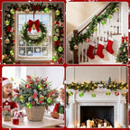 Christmas Tree Decorations Ornaments Set, 2.4 Inch 12PCS Christmas Balls Decor Grinchs Style, Glittering Shatterproof Hanging Bulbs Xmas Decorations for Indoor Home Office (Red Green)