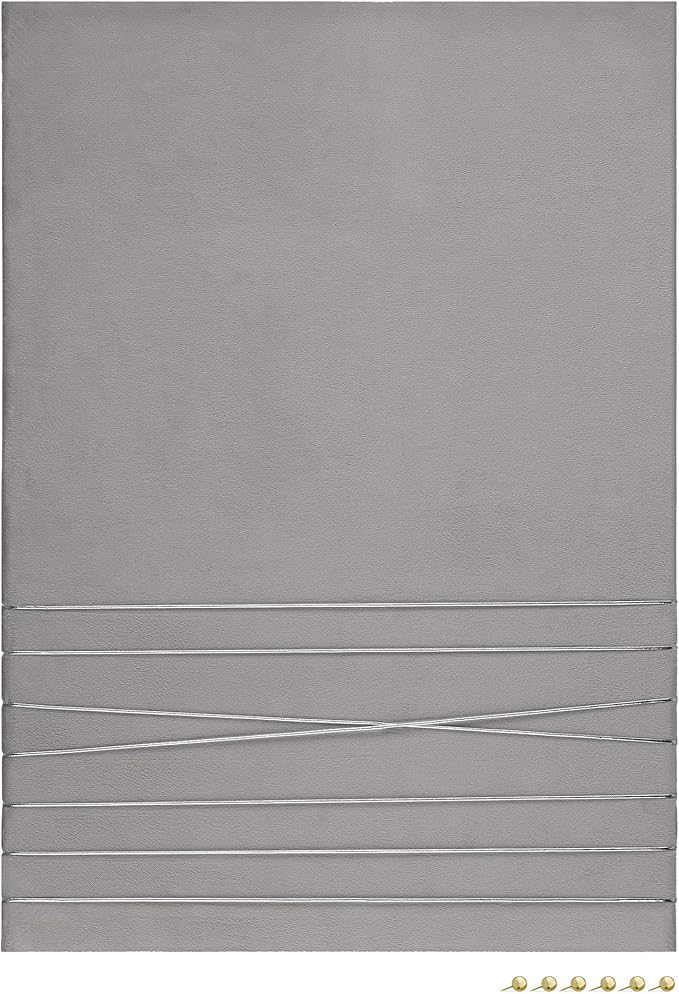 Navaris Fabric Memo Bulletin Board - 20" x 28" Velvet Memory Board for Wall to Display Photo Collages, Pictures, Notes - Includes 6 Push Pins - Gray
