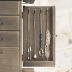 Emfogo Jewelry Box for Women, Rustic Wooden Jewelry Boxes & Organizers with Mirror, 4 Layer Jewelry Organizer Box Display for Rings Earrings Necklaces Bracelets (Weathered Gray)