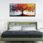 Colorful Tree Wall Art for Living Room - Tree of Life Wall Decor Office - Large Framed Wall Art Size 29" x 59"
