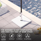 Sundale Outdoor Umbrella Base 42lbs with Stainless Steel Umbrella Tube, Heavy Duty Square Metal Built-in Cement Umbrella Stand, White