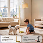 63" Wood Floor Lamp for Living Room Dimmable Standing Lamp with Remote & Foot Switch, 3 Color Temperatures Tall Lamp Mid Century Modern Floor Lamp for Bedroom Office, 9W Bulb Included, Natural Wood