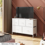 WLIVE White Dresser for Bedroom with 5 Drawers, Chest of Drawers, Fabric Small Dresser with Drawer Organizers, Storage Organizer Unit for Hallway, Entryway, Closets