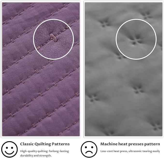 KASENTEX Twin Quilt Set 68"x86" – Soft Washed 3-Layer Lightweight Bedspread, Minimalist Nordic Design, All-Season Spring & Summer Quilt Set (1 Quilt + 2 Pillow Shams),Grape Jam Purple