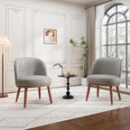 Accent Chair Mid-Century Modern Chair PU Leather Upholstered Armless Chair Set of 2, Suitable for Living Room, Bedroom, Balcony,Light Gray