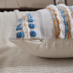 Boho Throw Pillow Covers 18x18 Set of 2 Farmhouse Decorative Couch Pillow Covers Neutral Accent Throw Pillows Covers Striped Outdoor Cushion Covers Square Textured Chenille Pillow Cases for Sofa Bed