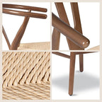 Poly & BARK Weave Dining Chairs – Mid-Century Modern Wishbone Dining Chairs with Arms, Solid Wood Frame, Indoor Use – Walnut– Set of 2 - Ideal for Dining Room, Kitchen or Stylish Accent Setting