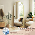 Full Length Mirror, 58" x 18.5" Arched Full Body Mirror Large Standing Floor Mirrors, Mirrors for Bedroom, Bathroom, Living Room Standing or Wall Leaning, Gold