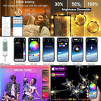 Bed Canopy with LED Star Lights, Canopy Bed Curtain with RGB Color Changing String Lights with Smart App Control Remote for Princess Girls Bedroom, Suggested for Twin Full Queen King Bed