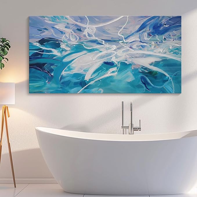 YDYSUNE Large Blue Abstract Wall Art Modern Canvas Paintings White Minimalist Abstract Art for Living Room Pictures for Bedroom Wall Decor Office Home Decoration Artwork for Walls Size 29×58IN