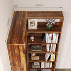 4 EVER WINNER Corner Bookshelf, 6 Tier Bookcase with LED Light and Storage, Industrial Tall Bookshelf Etagere Bookcase, 71” Corner Book Shelf with Storage Display Rack with Baffles for Home Office