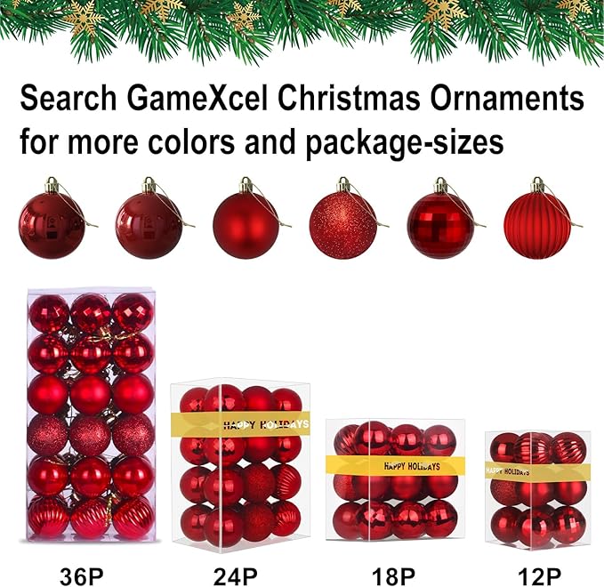 Rose Red 3.2" Large Christmas Balls - Christmas Tree Decoration Ornaments Shatterproof Hanging Balls for Birthday Halloween Holiday Wedding Decorations Set of 10pcs