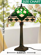 KY&BOSAM Tiffany Table Lamps Irish Celtic 17500 Lumens UL Tiffany Style lamp Light Stained Glass Desk Lamp Shade E26 Bulb Holder Metal Base 8.5*8.5*18 Memory Bedroom Home Office St Patrick's Day Decor