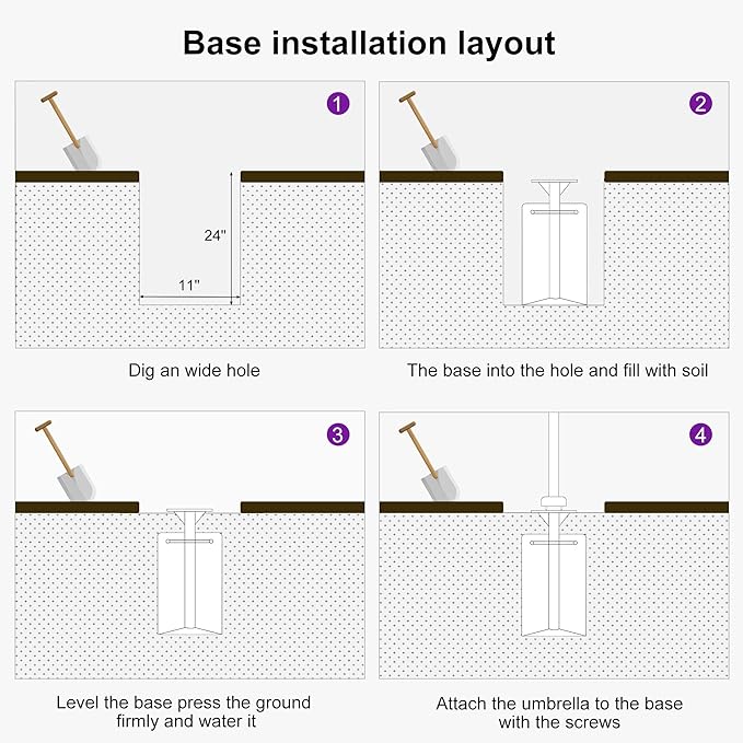 PURPLE LEAF In-ground Patio Umbrella Base YM4012 Weighted Outdoor Umbrella Base 24.41"(H) X 11.42"(W)