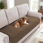 H.VERSAILTEX Couch Cover Chenille Pet Fuzzy Sofa Covers for 3 Cushion Couch Anti Slip Washable Sofa Slipcovers with Strap Soft Couch Protector Cover for Dogs Cats Kids(36" x 82", Coco Mocha)