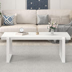 EXCEFUR Small Coffee Table, Modern Minimalist Wood and Metal Center Table for Living Room, Rustic Cocktail Tea Table for Office, White Oak, 44 Inch
