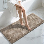 Yimobra Long Bathroom Rugs Runner 55x24 Inch, Extra Thick Soft Absorbent Chenille Bath Mat, Non Slip Machine Washable, Quick Dry Bath Rugs for Bathroom Floor, Tub and Shower, Camel