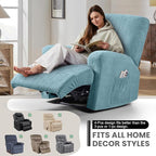 VANSOFY Oversized Recliner Chair Covers, 4-Pieces Stretch Recliner Cover Jacquard Soft Reclining Chair Slipcover Furniture Protector with Elastic Bottom for Lazy Boy Recliner(Light Blue)