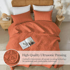 akkialla King/Cal King Size Quilt Bedding Set,Burnt Orange Lightweight Microfiber Soft Bedspread,Modern Style Geometric Pattern Coverlet Set for All Seasons,3 Piece(1 Quilt,2 Pillow Shams)