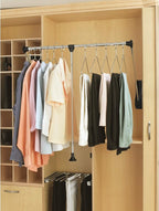 Rev-A-Shelf 35"-48" Pull Down Adjustable Side Mounted Closet Rod for Kitchen/Bathroom Cabinets w/Telescoping Handle & Hardware, Chrome, CPDR-3548