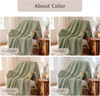 WRENSONGE Pineapple Stitch Throw Blanket, Sage Green Soft Cozy Fluffy Warm Hand Made Throw Blankets for Couch, Sofa, Chair, Bed, Camping, Picnic, Travel Lightweight Bed Blanket - 50"*60"
