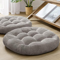 Meditation Floor Pillow Set of 2, Round Large Pillows Seating for Adults, Tufted Corduroy Cushion for Tatami Living Room, Grey, 22 Inch