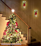 Mason Jars Sconce Decor Rustic Wall Sconces Handmade Wall Art Hanging Design with Remote Control LED Fairy Lights and Red Berry, Xmas Farmhouse Wall Home Decor Living Room Lights Set of Two