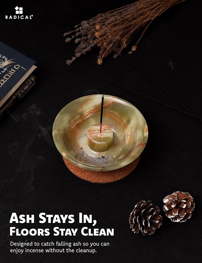 Radicaln Marble Incense Holder for Stick 5.5" Inches Green Handmade Palo Santo Holder, Ideal Marbles Ashtray & Incense Holder Marble for Bedroom