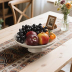 Modern Resin Pedestal Decorative Bowl, Large Fruit Bowl for Kitchen Counter, Stylish Key Bowl for Entryway Table, Beige