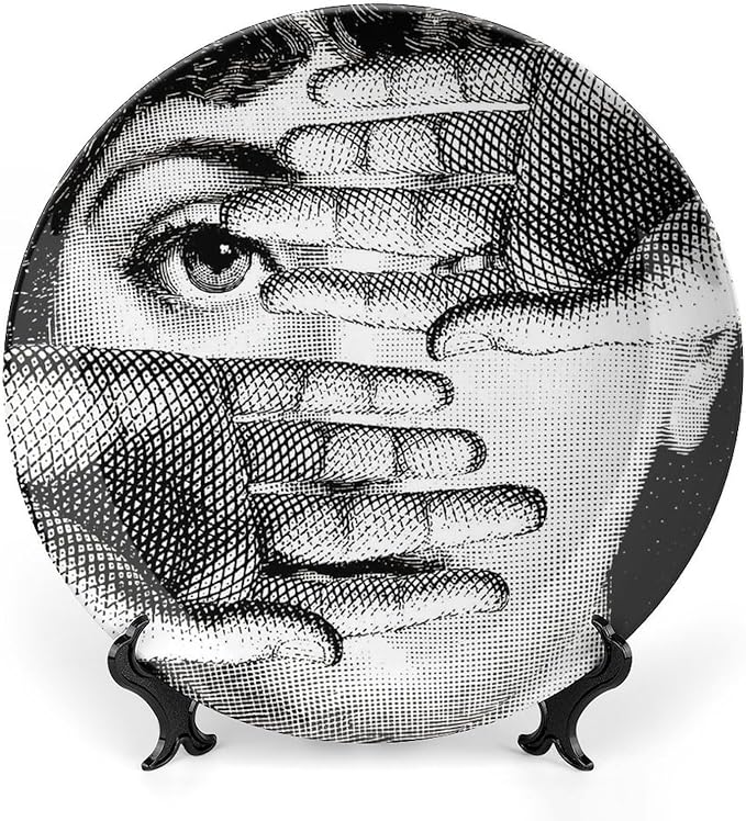 Lina Cavalieri Plate, Wall Decorative Plate, Mysterious Face Plate Wall Hanging Decoration,Including Bracket and Special Spring Hook, 10inch, Style4