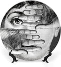 Lina Cavalieri Plate, Wall Decorative Plate, Mysterious Face Plate Wall Hanging Decoration,Including Bracket and Special Spring Hook, 10inch, Style4