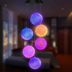 Color Changing Solar Power Wind Chime Spiral Spinner Crystal Ball Wind Mobile Portable Waterproof Outdoor Decorative Romantic Wind Bell Light for Patio Yard Garden Home (Crystal Ball)
