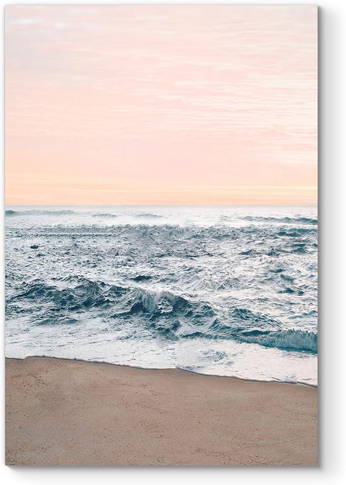 Renditions Gallery Canvas Nature Wall Art Home Paintings & Prints Sandy Wavy Shore Scenic Wall Hanging Modern Decorations Artwork for Bedroom Living Room Office Kitchen - 32"x48" LT06