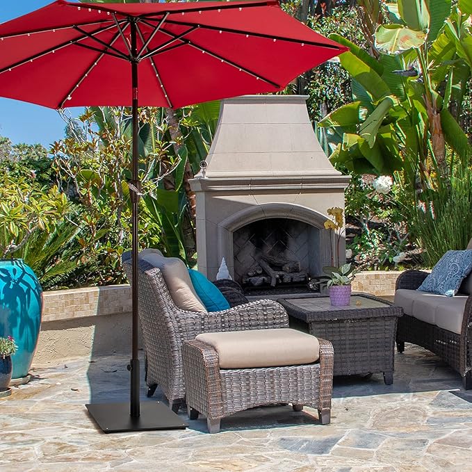 Tangkula 36LBS Square Umbrella Base, Heavy Duty Patio Umbrella Base Stand with 3 Adapters, 20”x20” Weighted Outdoor Umbrella Stand with Adjustable Foot, Suitable for Backyard, Deck, Poolside