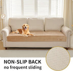 HAOMAIJIA Waterproof Couch Cover for Dogs Washable,Fuzzy Pet Couch Covers for Sofa,Thick Soft Dog Bed Cover Non-Slip Couch Covers for 3 Cushion Couch Sofa Pet Friendly(Khaki, 35" x 74")