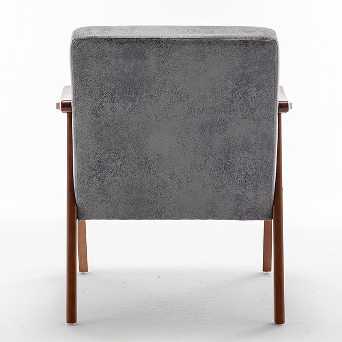 KEIKI Mid-Century Modern Accent Chair with Solid Wood Frame, Stylish Upholstered Armchair for Modern Retro Home Décor