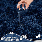Yimobra Toilet Rugs U Shaped Washable, Extra Thick Soft Absorbent Chenille Contour Bathroom Rugs for Toilet 24x24 Inch, Quick Dry Non Slip Toilet Mat for Bath Floor, Navy Blue