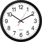 Bernhard Products Black Wall Clock Silent Non Ticking - 16 Inch Extra Large Quality Quartz Battery Operated Round Easy to Read Home/Office/Business/Kitchen/Classroom/School Clocks